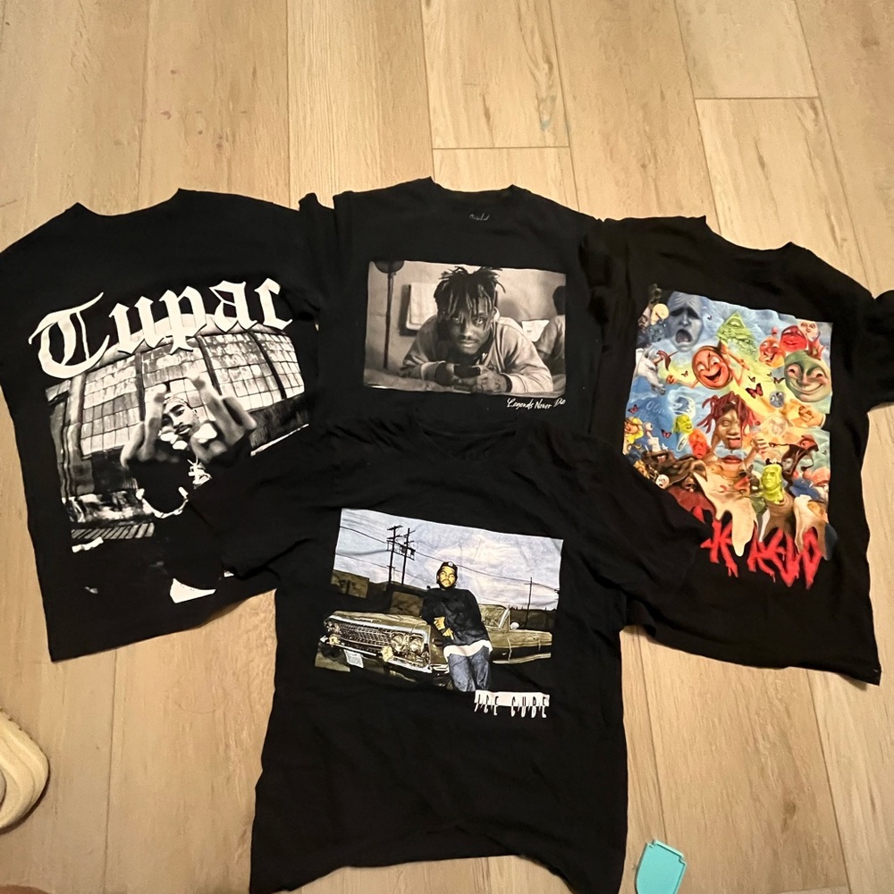 Graphic tees from Spencer’s (Tupac, ice cube, xxxtentacion trippie redd).